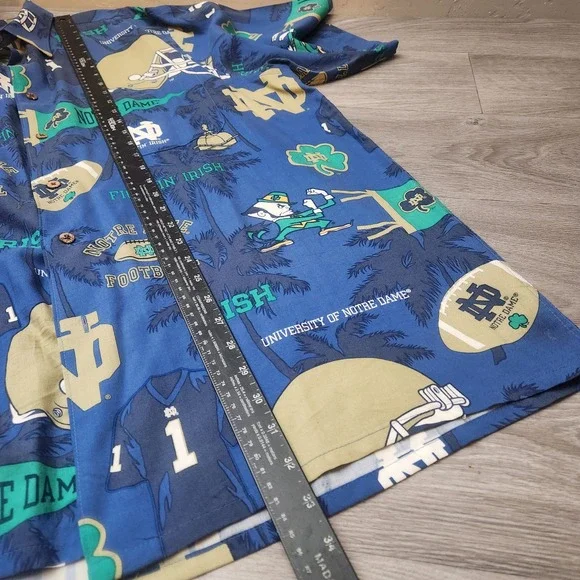 Reyn Spooner Sports Blue Shirt Size XXL University of Norte Dame Football Irish - Picture 7 of 16